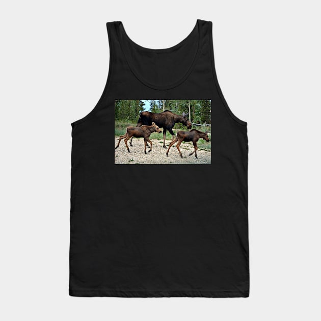 Mama Moose and Her Twins Tank Top by Leslie Pino Durant